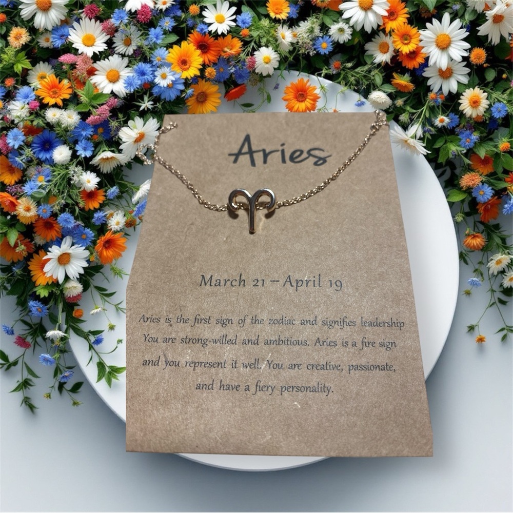 Gold Aries Zodiac Necklace